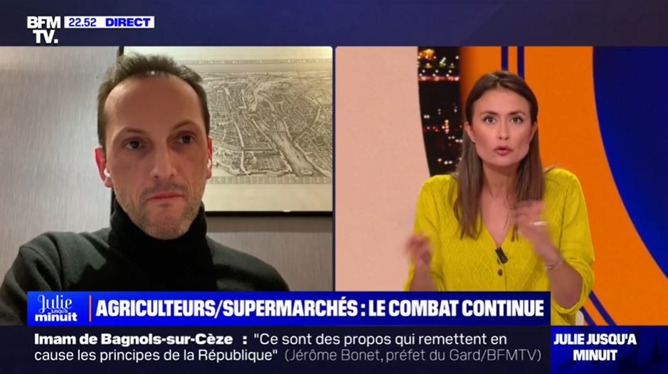 BFMTV – Julie Jusqu’à Minuit – Agriculteurs/Supermarchés: le combat continue